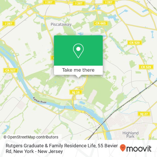 Mapa de Rutgers Graduate & Family Residence Life, 55 Bevier Rd