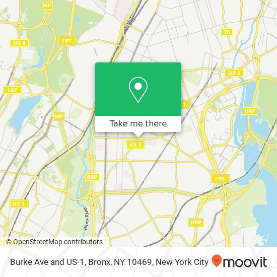 Burke Ave and US-1, Bronx, NY 10469 map