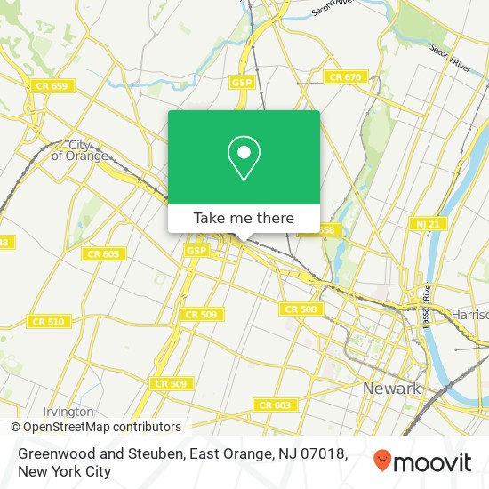 Mapa de Greenwood and Steuben, East Orange, NJ 07018
