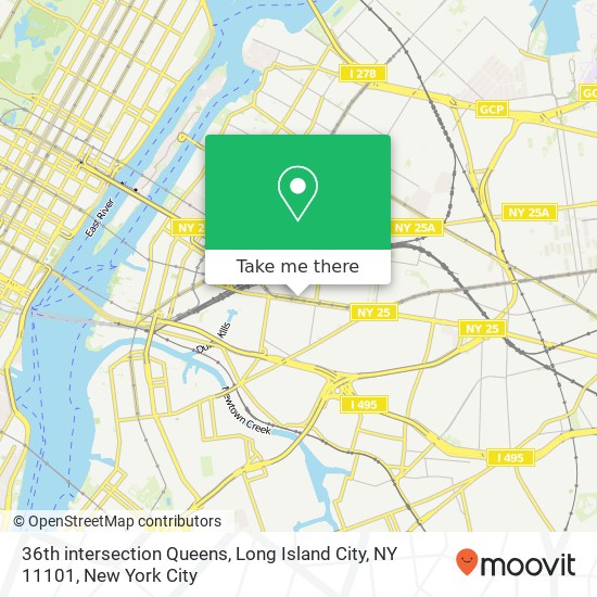 36th intersection Queens, Long Island City, NY 11101 map