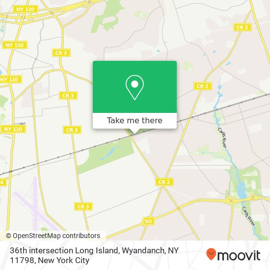 Mapa de 36th intersection Long Island, Wyandanch, NY 11798