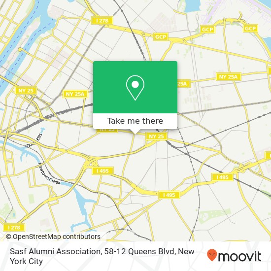 Mapa de Sasf Alumni Association, 58-12 Queens Blvd