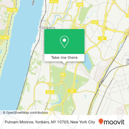 Mapa de Putnam Monroe, Yonkers, NY 10705