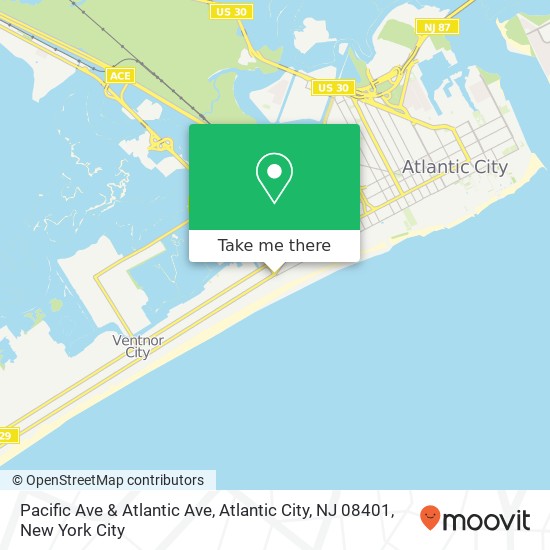 Mapa de Pacific Ave & Atlantic Ave, Atlantic City, NJ 08401