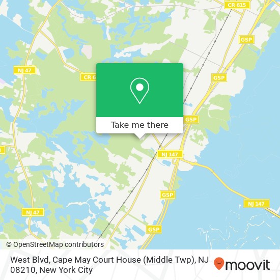 Mapa de West Blvd, Cape May Court House (Middle Twp), NJ 08210