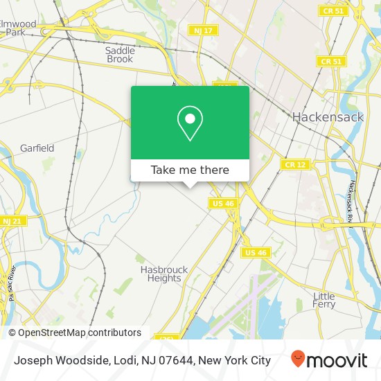 Mapa de Joseph Woodside, Lodi, NJ 07644