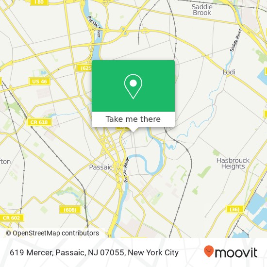 Mapa de 619 Mercer, Passaic, NJ 07055