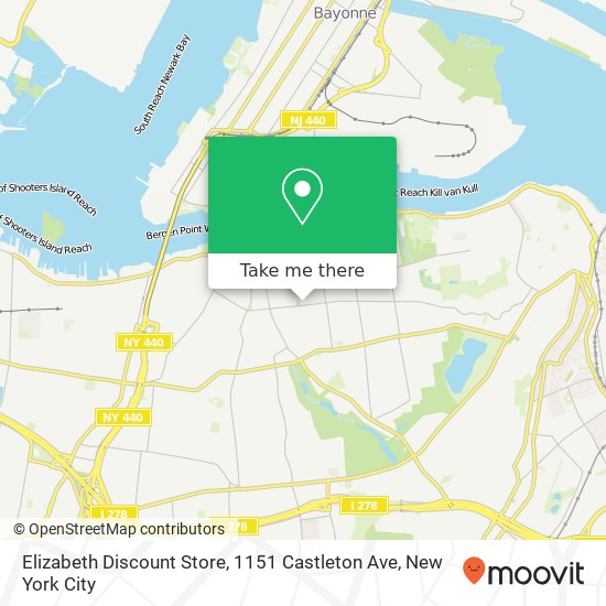 Mapa de Elizabeth Discount Store, 1151 Castleton Ave