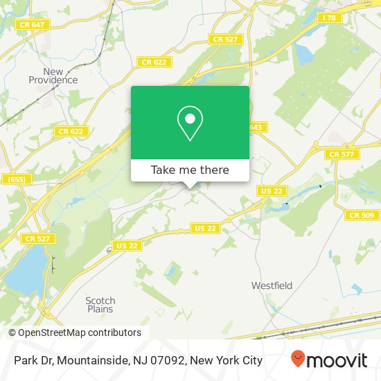 Mapa de Park Dr, Mountainside, NJ 07092