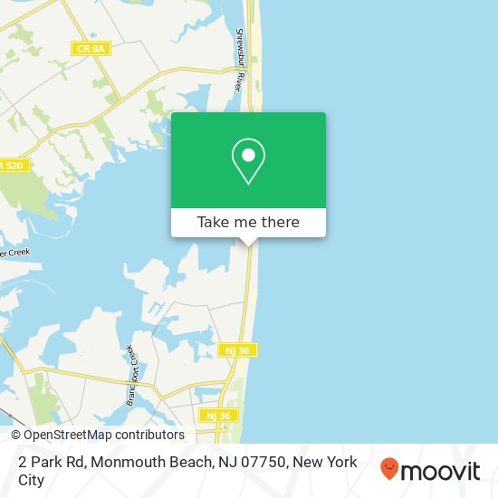 Mapa de 2 Park Rd, Monmouth Beach, NJ 07750