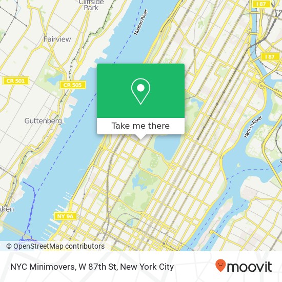 NYC Minimovers, W 87th St map