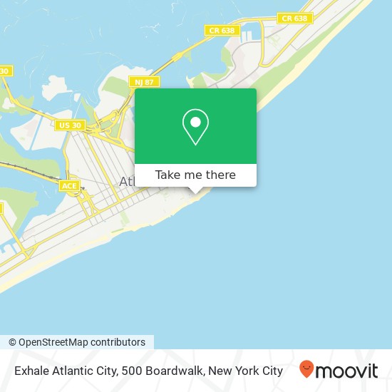 Exhale Atlantic City, 500 Boardwalk map