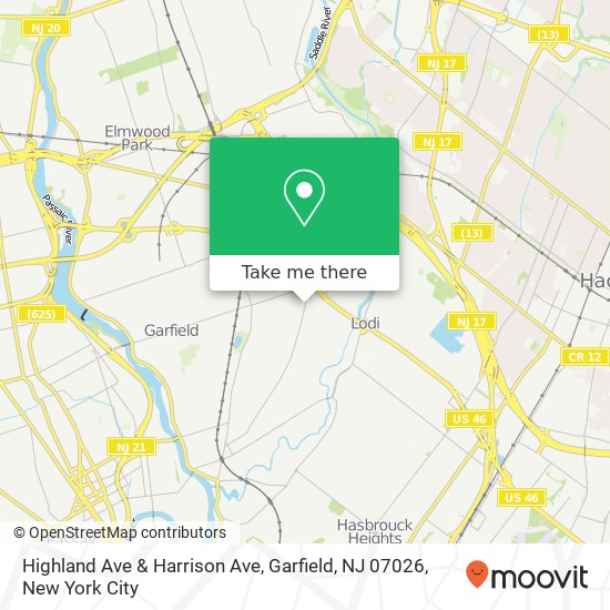 Highland Ave & Harrison Ave, Garfield, NJ 07026 map