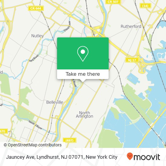 Mapa de Jauncey Ave, Lyndhurst, NJ 07071