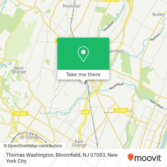 Mapa de Thomas Washington, Bloomfield, NJ 07003