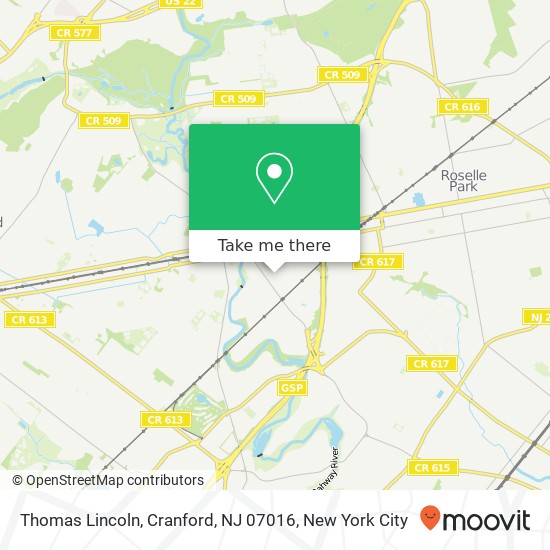 Mapa de Thomas Lincoln, Cranford, NJ 07016