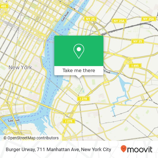 Mapa de Burger Urway, 711 Manhattan Ave