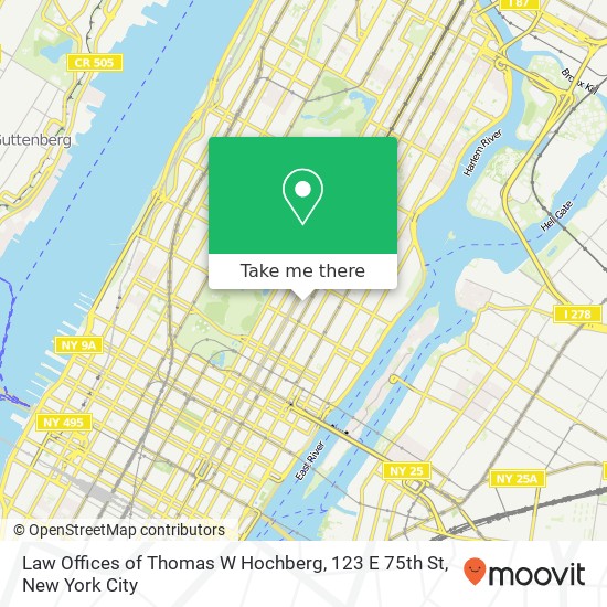 Mapa de Law Offices of Thomas W Hochberg, 123 E 75th St