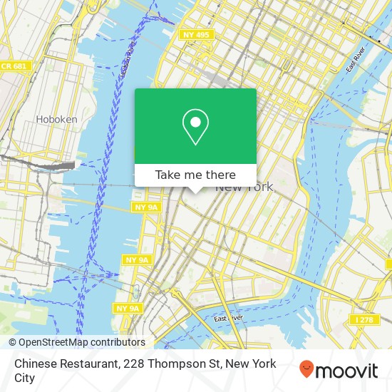 Mapa de Chinese Restaurant, 228 Thompson St
