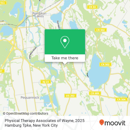 Physical Therapy Associates of Wayne, 2025 Hamburg Tpke map