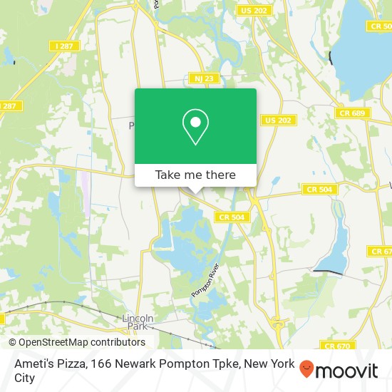 Ameti's Pizza, 166 Newark Pompton Tpke map