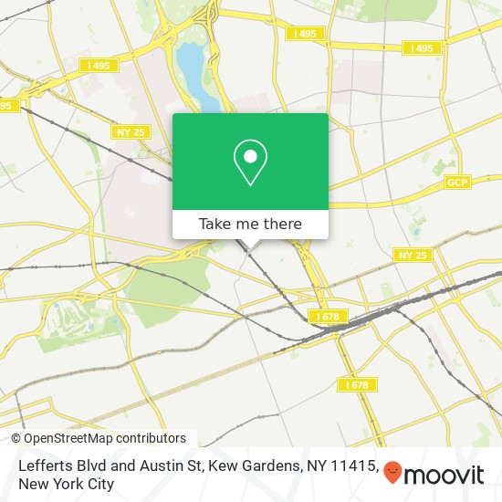 Lefferts Blvd and Austin St, Kew Gardens, NY 11415 map