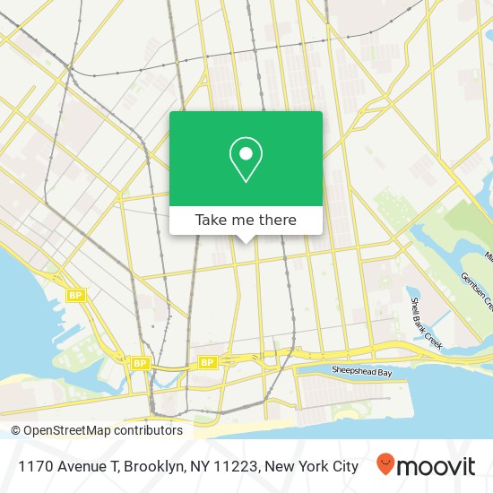 Mapa de 1170 Avenue T, Brooklyn, NY 11223