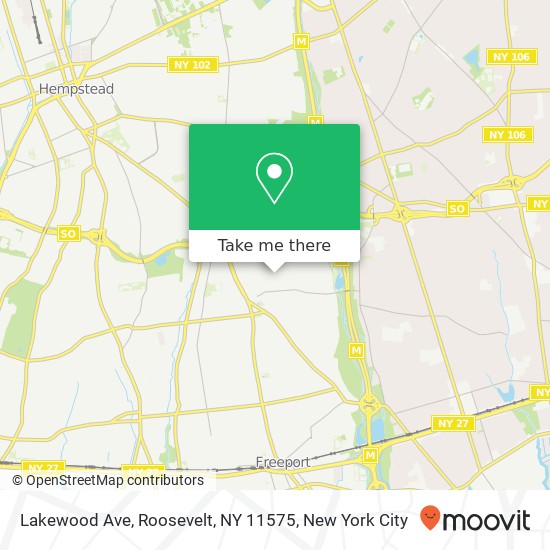 Mapa de Lakewood Ave, Roosevelt, NY 11575