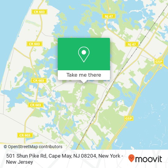 Mapa de 501 Shun Pike Rd, Cape May, NJ 08204