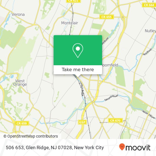 Mapa de 506 653, Glen Ridge, NJ 07028