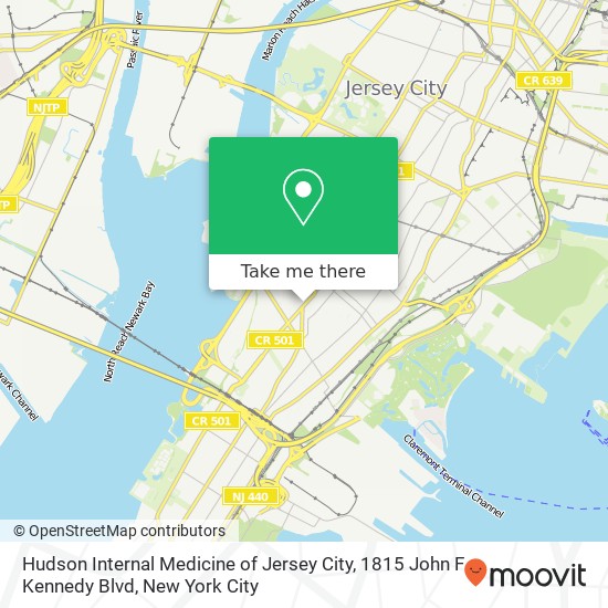 Mapa de Hudson Internal Medicine of Jersey City, 1815 John F Kennedy Blvd