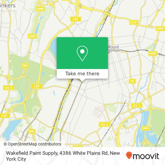 Mapa de Wakefield Paint Supply, 4386 White Plains Rd