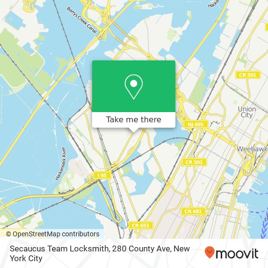Secaucus Team Locksmith, 280 County Ave map