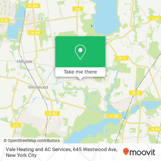 Mapa de Vale Heating and AC Services, 645 Westwood Ave