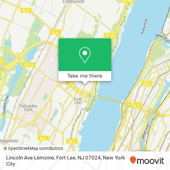 Mapa de Lincoln Ave Lemoine, Fort Lee, NJ 07024