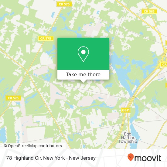 Mapa de 78 Highland Cir, Egg Harbor Twp, NJ 08234