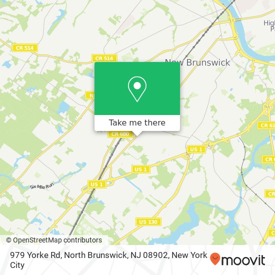 Mapa de 979 Yorke Rd, North Brunswick, NJ 08902
