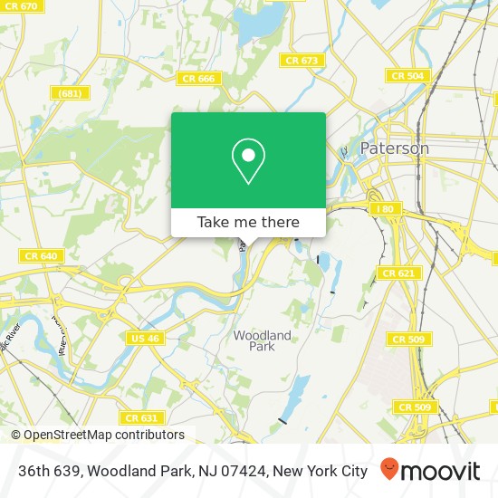 Mapa de 36th 639, Woodland Park, NJ 07424
