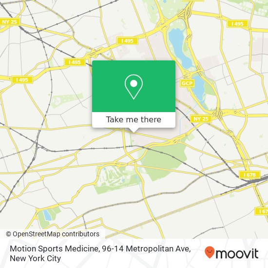 Mapa de Motion Sports Medicine, 96-14 Metropolitan Ave