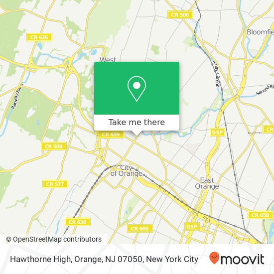 Mapa de Hawthorne High, Orange, NJ 07050