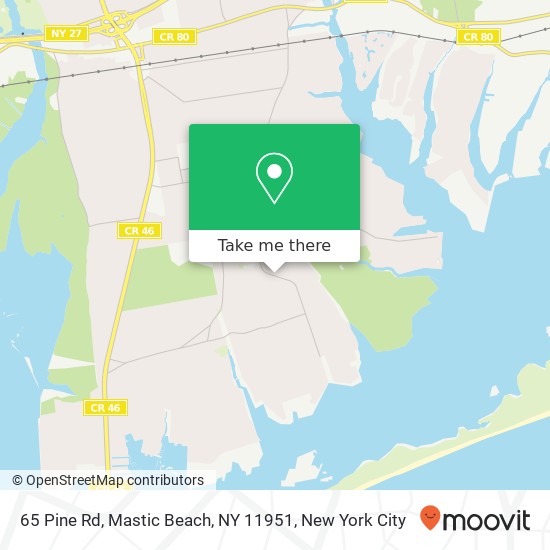 Mapa de 65 Pine Rd, Mastic Beach, NY 11951