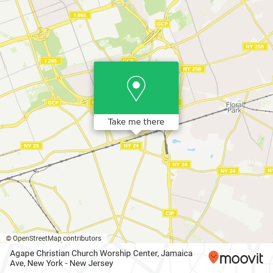 Agape Christian Church Worship Center, Jamaica Ave map