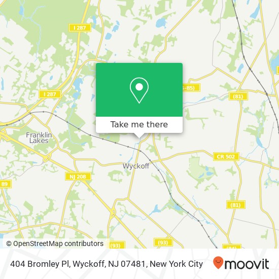 Mapa de 404 Bromley Pl, Wyckoff, NJ 07481