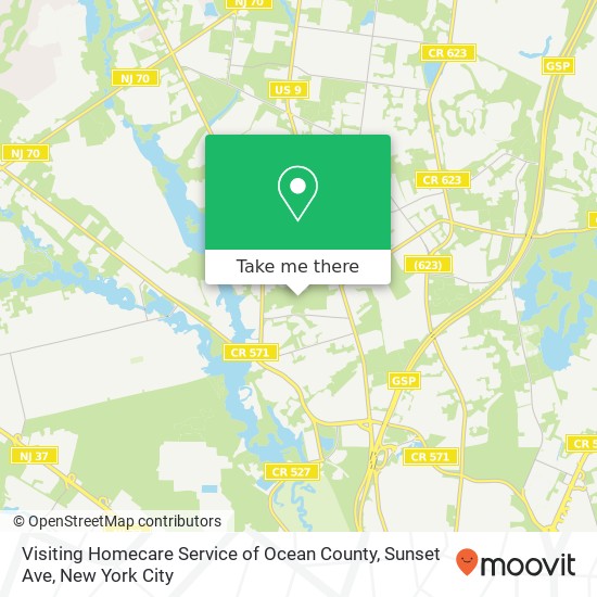 Visiting Homecare Service of Ocean County, Sunset Ave map