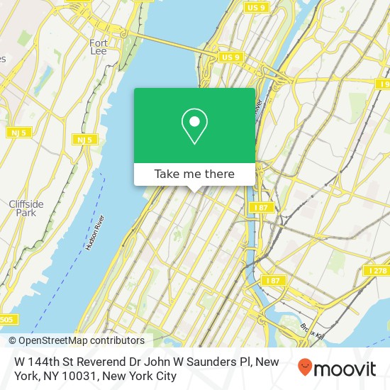 W 144th St Reverend Dr John W Saunders Pl, New York, NY 10031 map