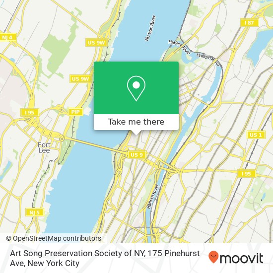 Mapa de Art Song Preservation Society of NY, 175 Pinehurst Ave