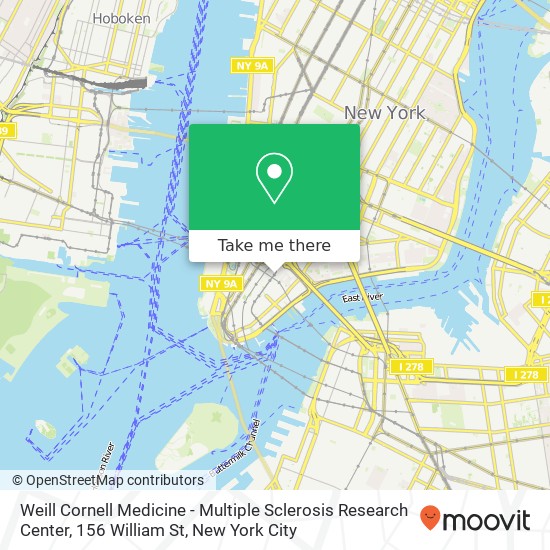 Mapa de Weill Cornell Medicine - Multiple Sclerosis Research Center, 156 William St