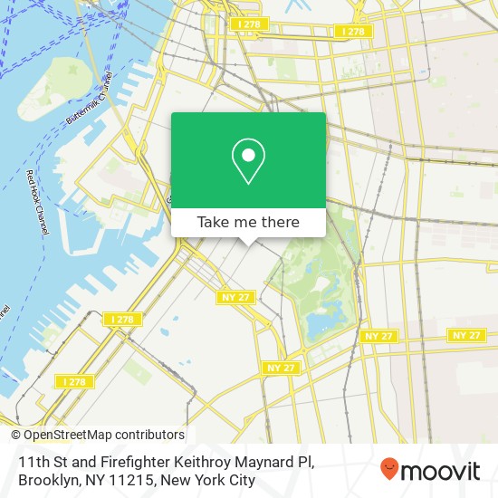 Mapa de 11th St and Firefighter Keithroy Maynard Pl, Brooklyn, NY 11215