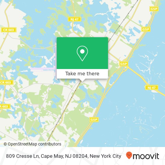 Mapa de 809 Cresse Ln, Cape May, NJ 08204