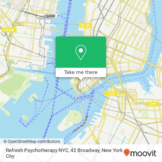 Mapa de Refresh Psychotherapy NYC, 42 Broadway